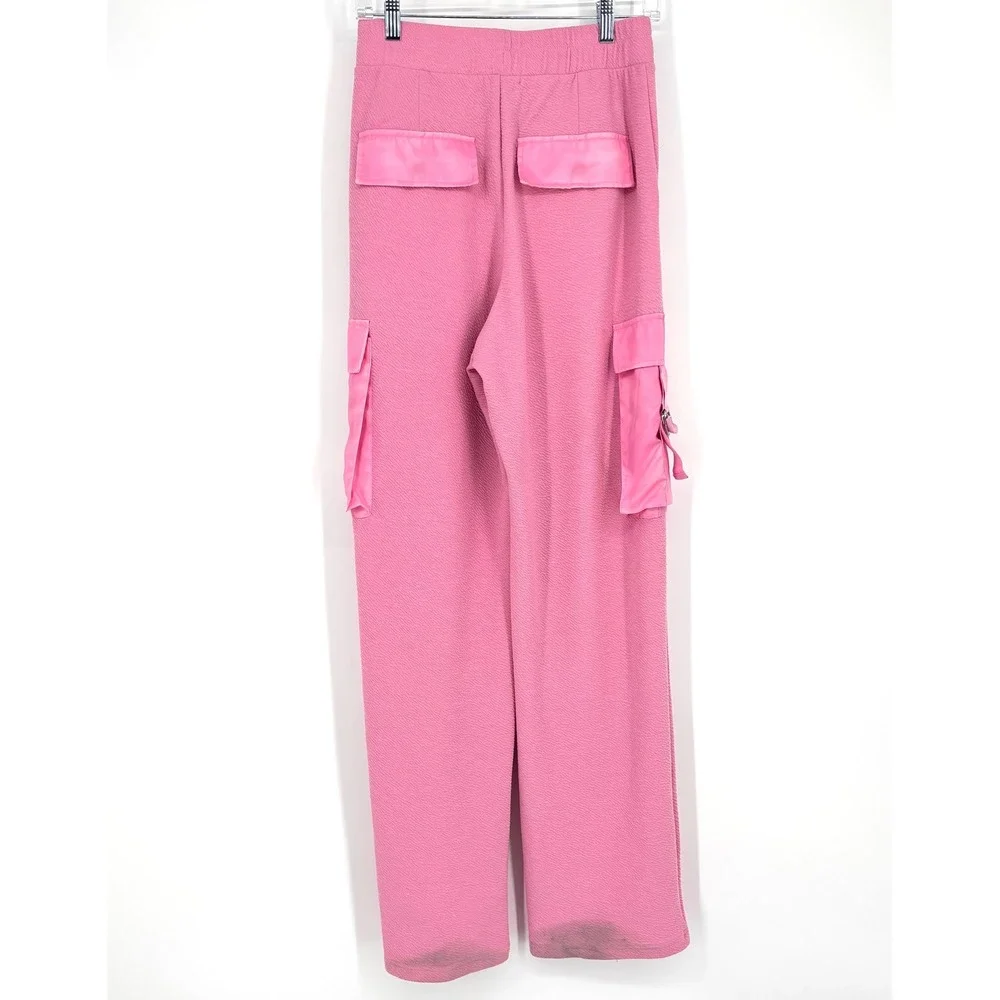 Beach Riot Range Cargo Pants Sz S Pink Wide Leg Pull On Flowy‎ Gauze Lined